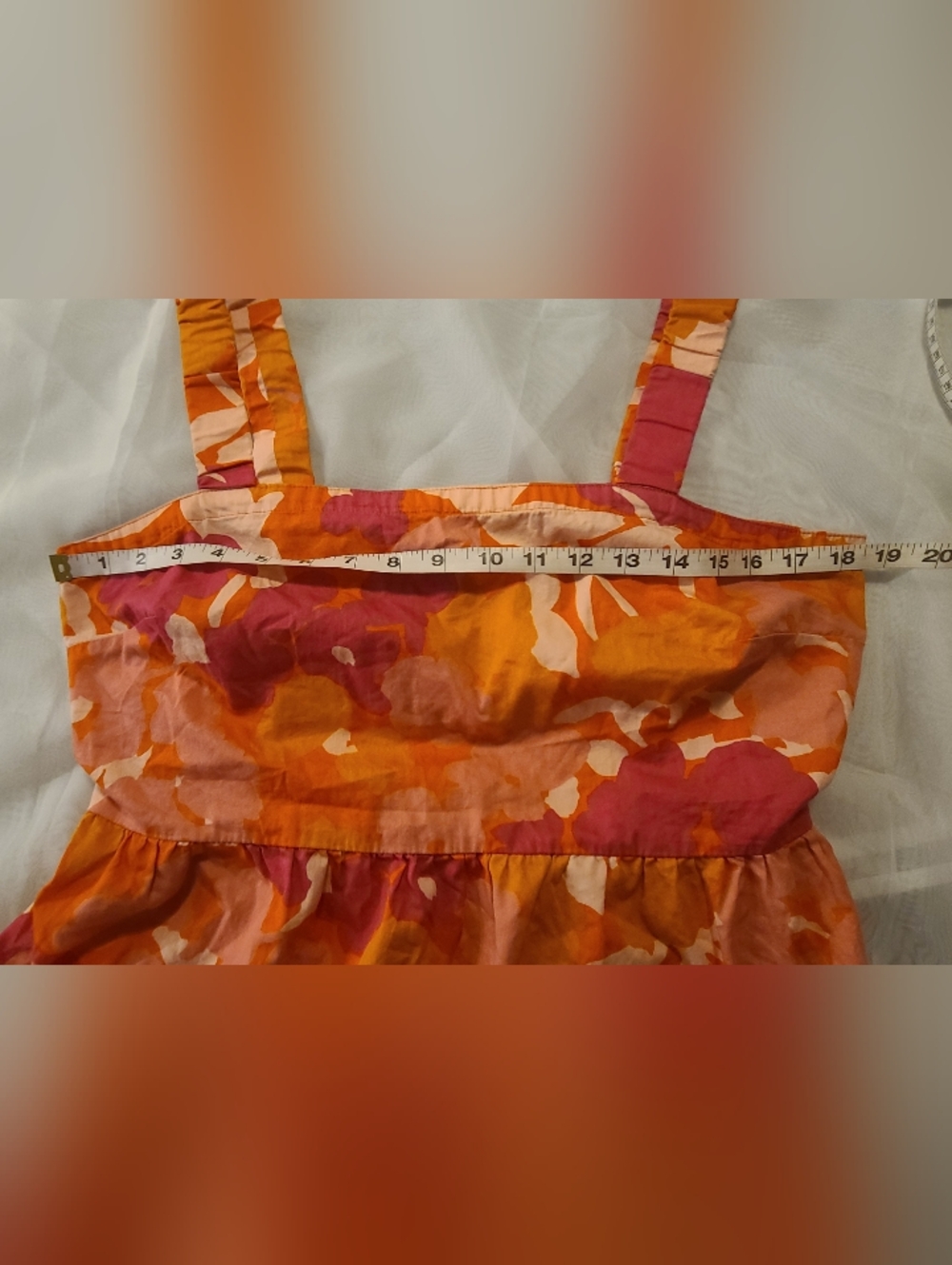 #37 - Free Assembly Vibrant Boho Floral Peplum Tank Top in Orange & Pink, Large - Picture 4 of 11